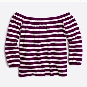 Striped Jcrew Off-shoulder top, NWT, purple